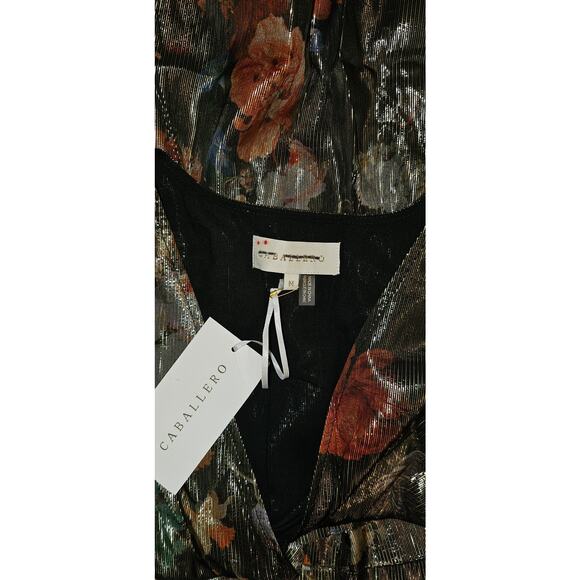 New Anthropologie Caballero Deep V-Neck Maxi Dress $248 MEDIUM Brown Motif - Picture 10 of 10